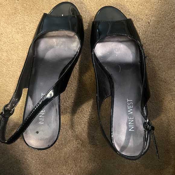 Nine West open toe heels size 5 black - Picture 2 of 2